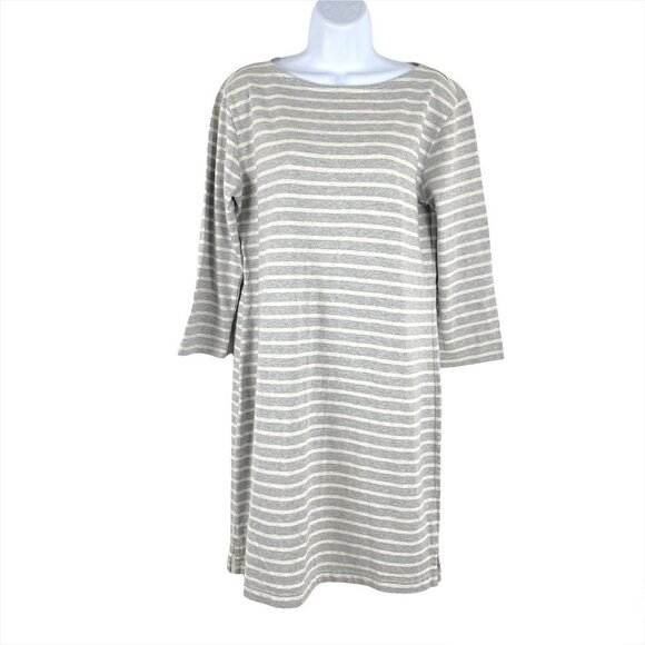 Vineyard Vines Stripe Cotton Knit Dress‎ Gray White Women's Medium - Picture 1 of 6